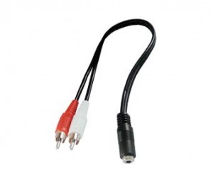 Kabel avdio 3,5mm ženski na 2 RCA moški 20cm