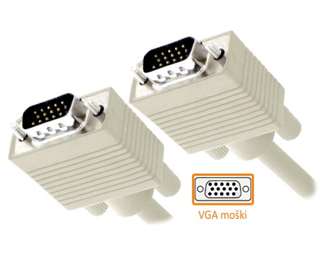 Kabel VGA/SVGA HD15 moški-moški 5m