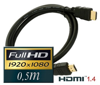 Kabel HDMI 1.4 0,5m pozlačen