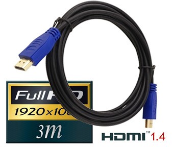 Kabel HDMI 1.4 3m pozlačen