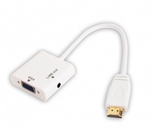 Adapter HDMI na VGA in avdio bele barve