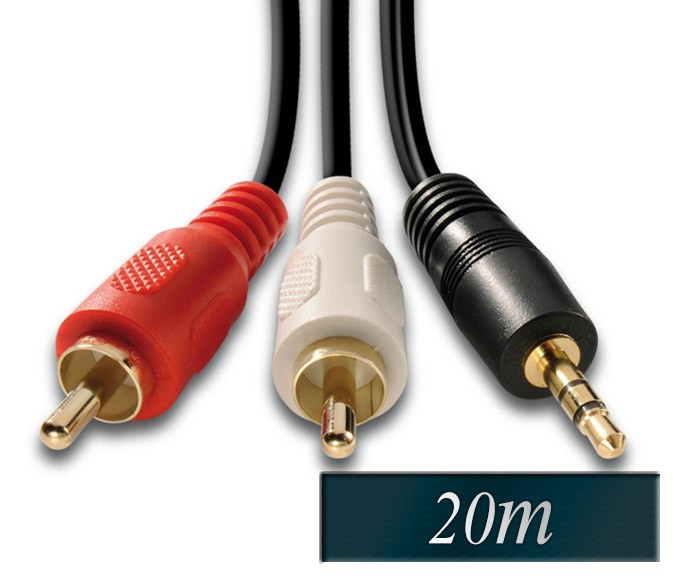 Avdio 3,5mm na 2 RCA kabel (m-m) 20m