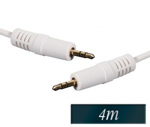 Avdio kabel 3,5mm stereo (m-m) 4m bele barve