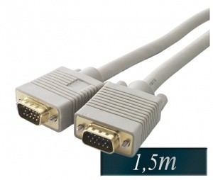 Kabel VGA HD15 moški moški 1,5m - bele barve