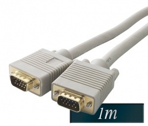 Kabel VGA HD15 moški moški 1m - bele barve
