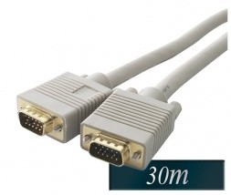 Kabel VGA HD15 moški moški 30m - bele barve