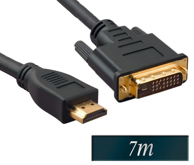 Kabel DVI na HDMI 7m pozlačen