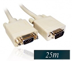 Kabel VGA HD15 moški moški 25m - bele barve