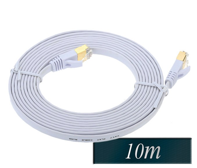 Kabel mrežni UTP 10m Cat7 ploščat bele barve
