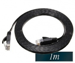 Kabel mrežni UTP 1m Cat7 ploščat črne barve
