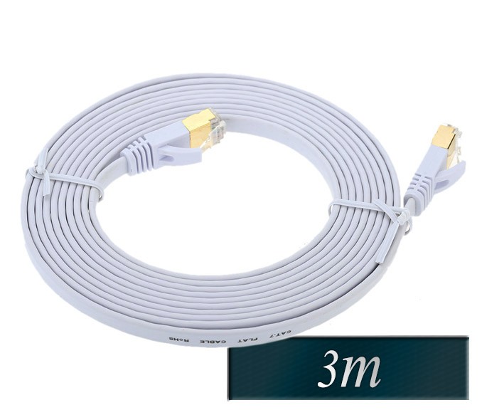Kabel mrežni UTP 3m Cat7 ploščat bele barve