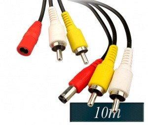 Kabel RCA z avdio in napajalnim kablom za CCTV 10m
