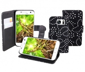 Etui s kristalčki, s predalom za kartice za Samsung Galaxy S7