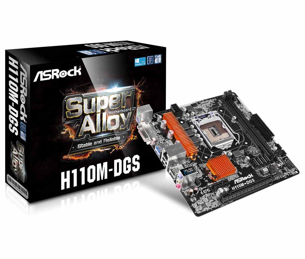 Osnovna plošča ASRock H110M-DGS, DDR4, SATA3, DVI, USB3, LGA1151, mATX