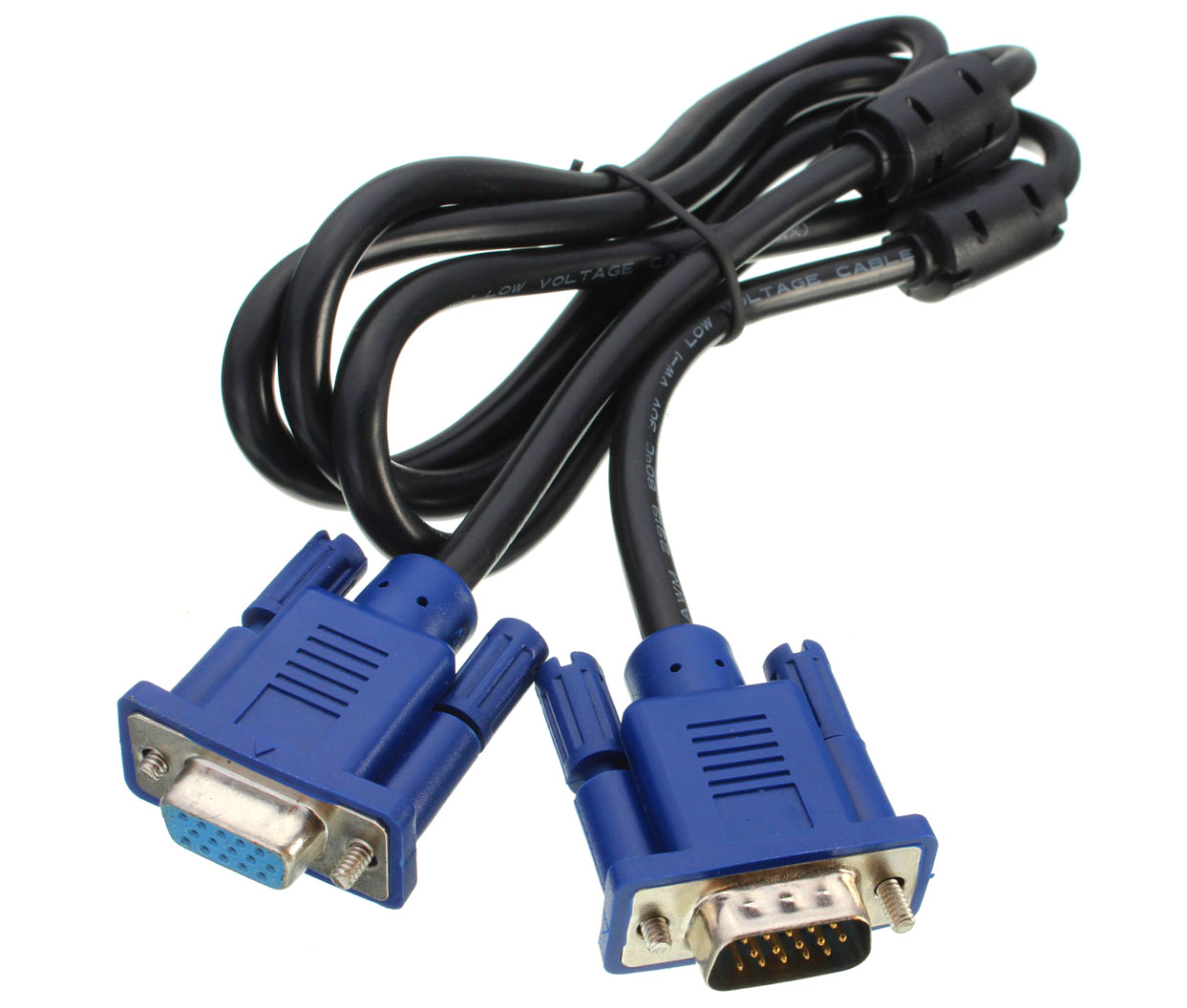 Kabel VGA SVGA HD15 moški-ženski podaljšek 3m - črn, modri priključki