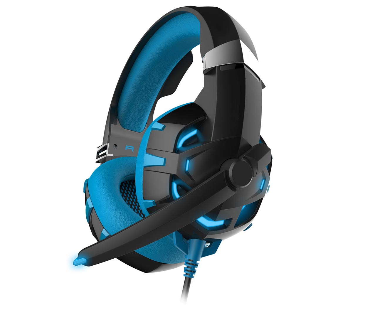 Gaming slušalke z mikrofonom VARR OVH5055BL modro-črne z osvetlitvijo