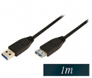 Podaljšek USB 3.0 črn 1m