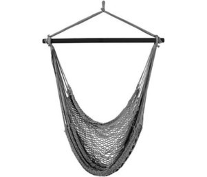 Viseči stol pleten siv