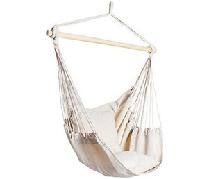 Viseči stol z 2 blazinama - hamak bele barve