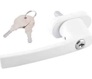 Kljuka s ključavnico za okna in balkonska vrata - bele barve