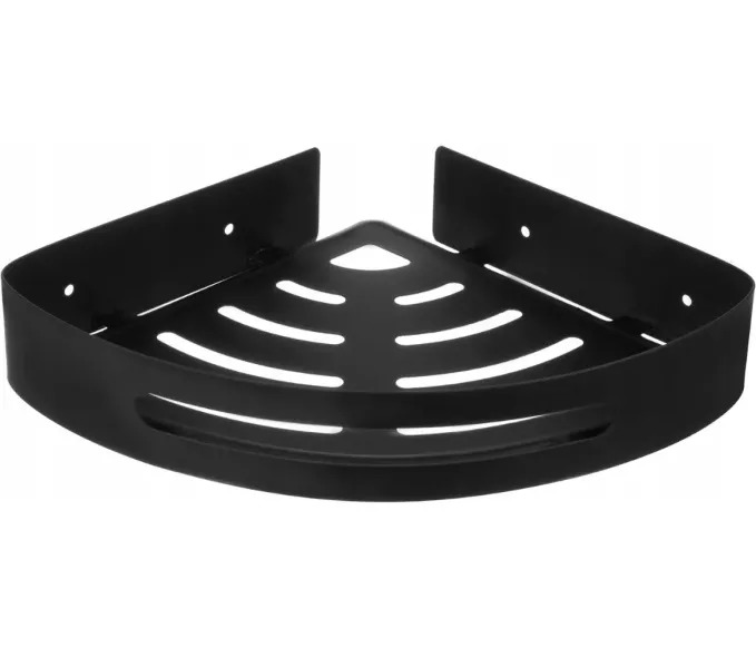 Črna kotna polica za pod tuš