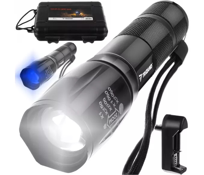 LED ročna svetilka z UV in prilagoditvijo snopa