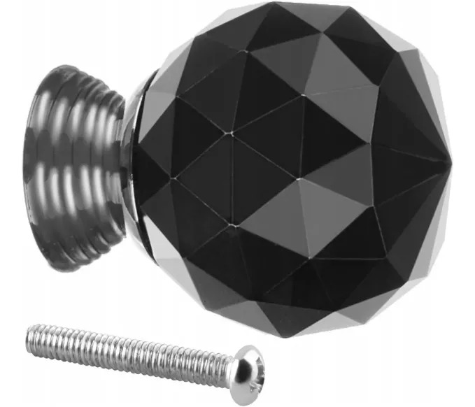 Pohištveni ročaj - kristal, črn