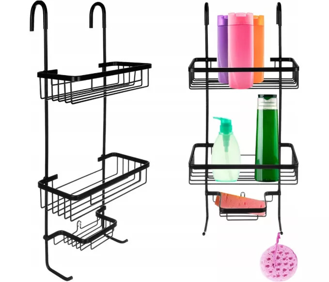 Viseča polica  za tuš - črna