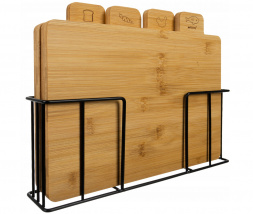Kuhinjske deske s stojalom - 4 kos, bambus