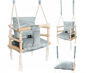 Otroška gugalnica s sivo blazino