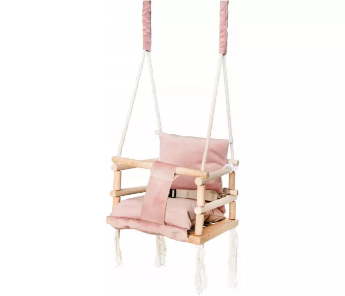 Otroška gugalnica z roza blazino
