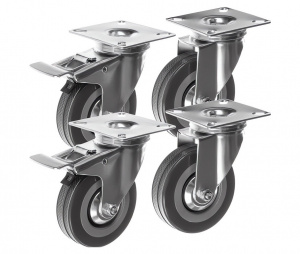 V kompletu so 4 vrtljiva kolesa