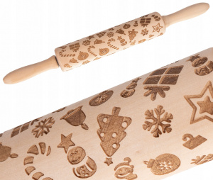 Valjar za testo z vgraviranim božičnim motivom - 40 x 4,3 cm