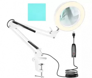 Namizno povečevalno steklo z LED osvetljavo Izoxis bele barve