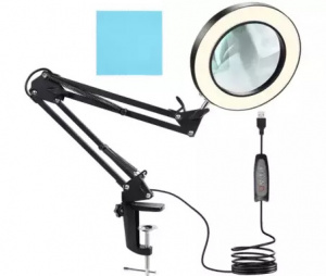 Namizno povečevalno steklo z LED osvetljavo Izoxis črne barve