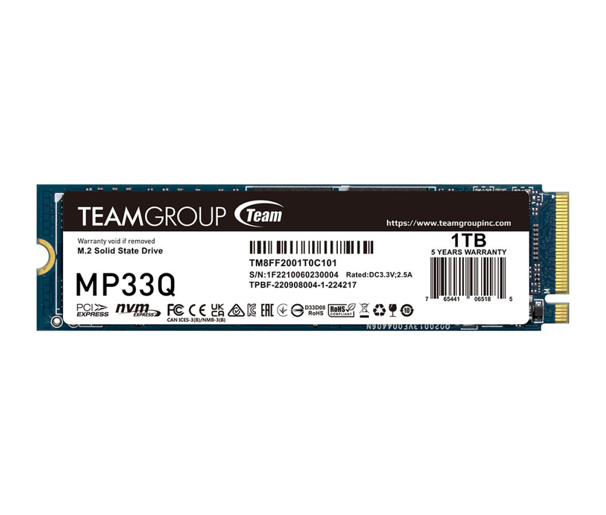 Teamgroup 1TB M.2 NVMe Gen3x4 SSD MP33Q 3D QLC 2280