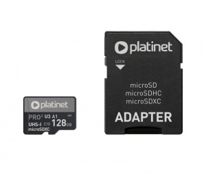 Platinet microSDXC Secure Digital 128GB C10 s SD adapterjem