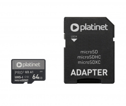 Platinet microSDXC Secure Digital 64GB C10 U3 s SD adapterjem
