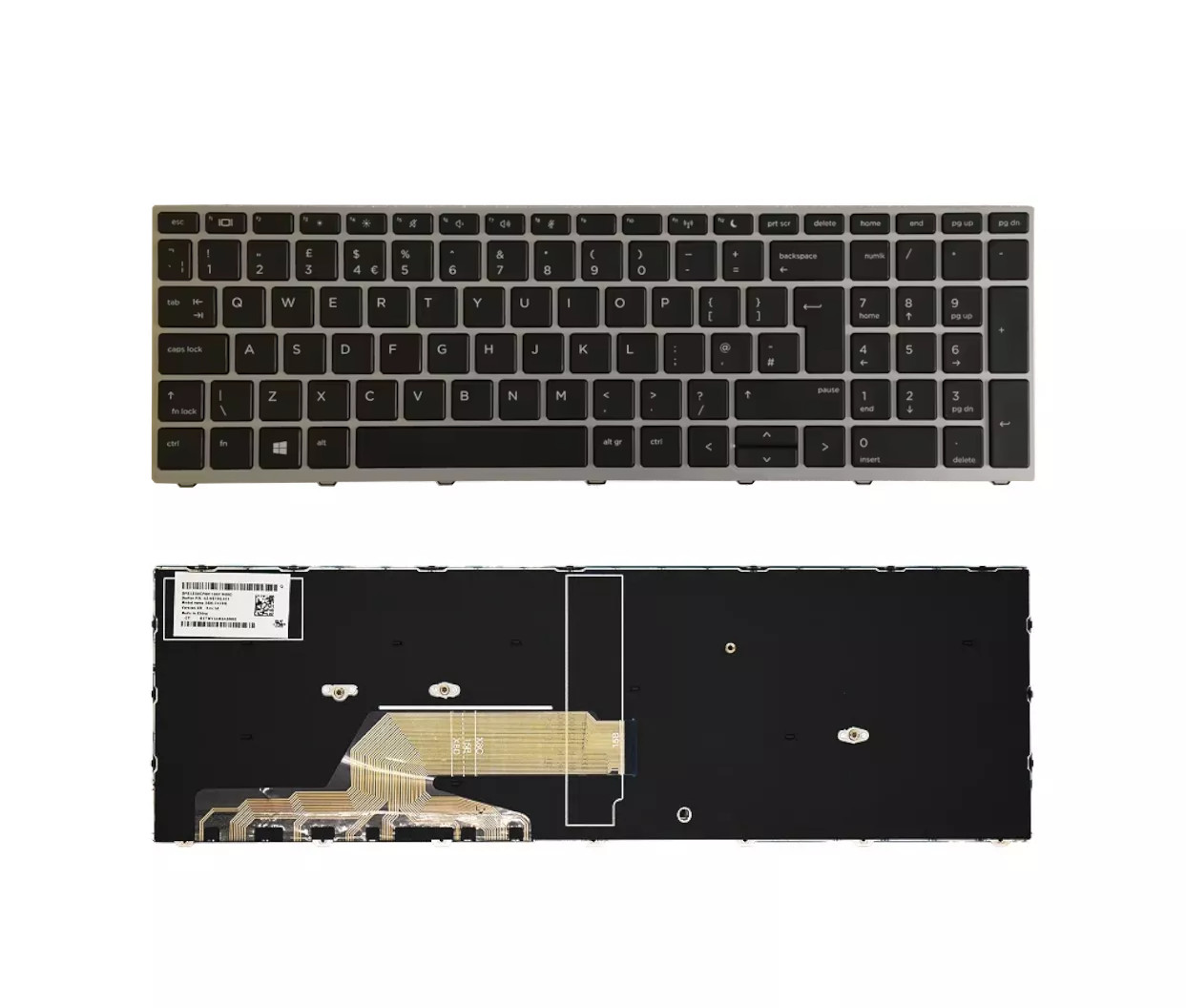 Tipkovnica za HP ProBook 450 G5, 455 G5, 470 G5 - srebrn okvir, brez osvetlitve