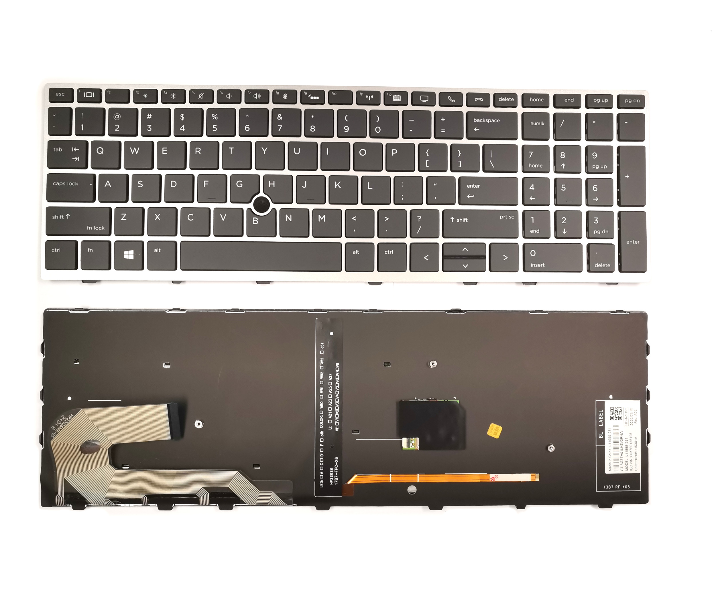 Tipkovnica za HP Elitebook 850 G5 G6 - srebrn okvir