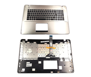 Palmrest s tipkovnico za Asus F751L - srebrn palmrest, črna SLO tipkovnica