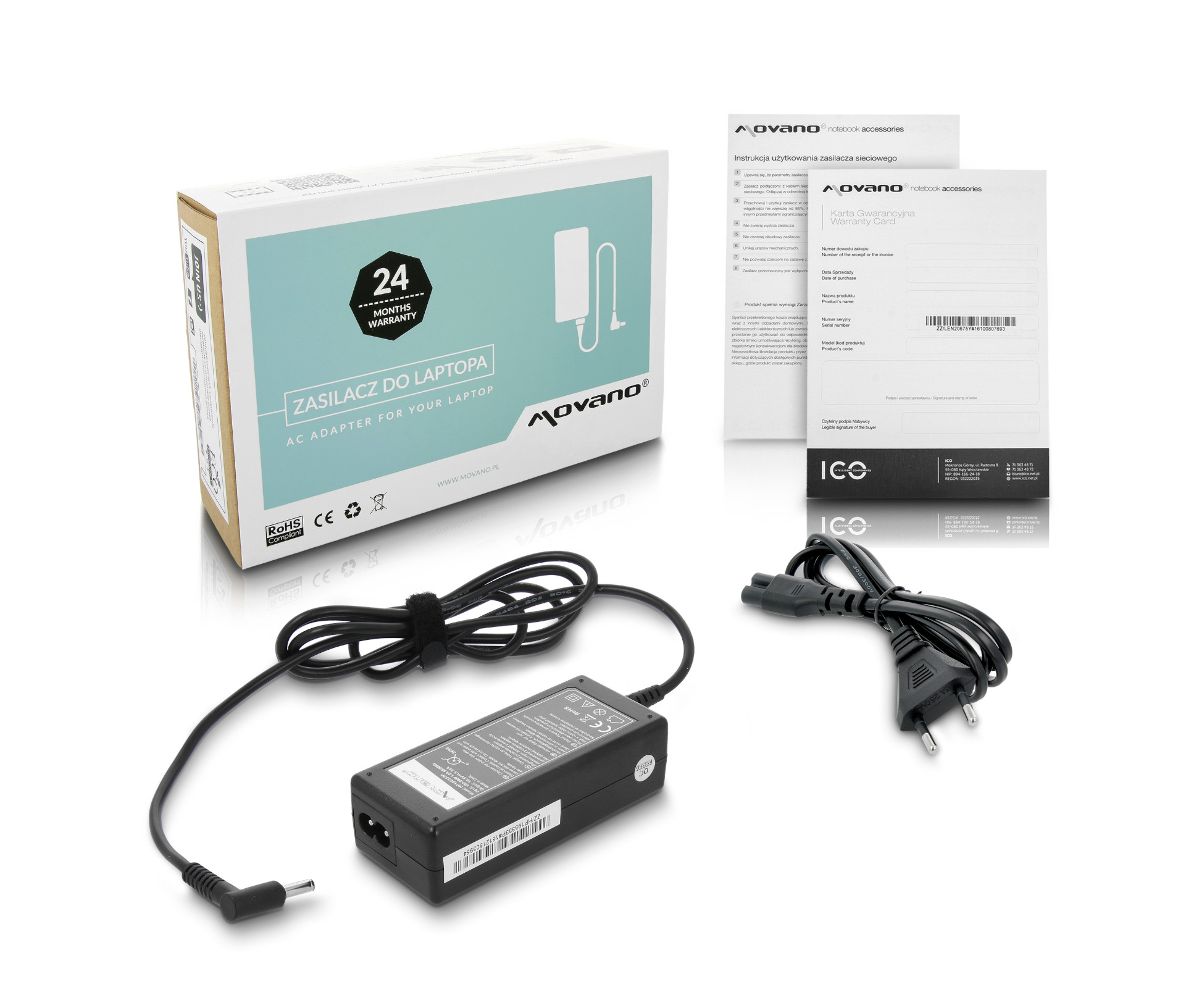 Movano napajalnik za HP 65W 19,5V 3,33A (4,5 x 3,0 pin)