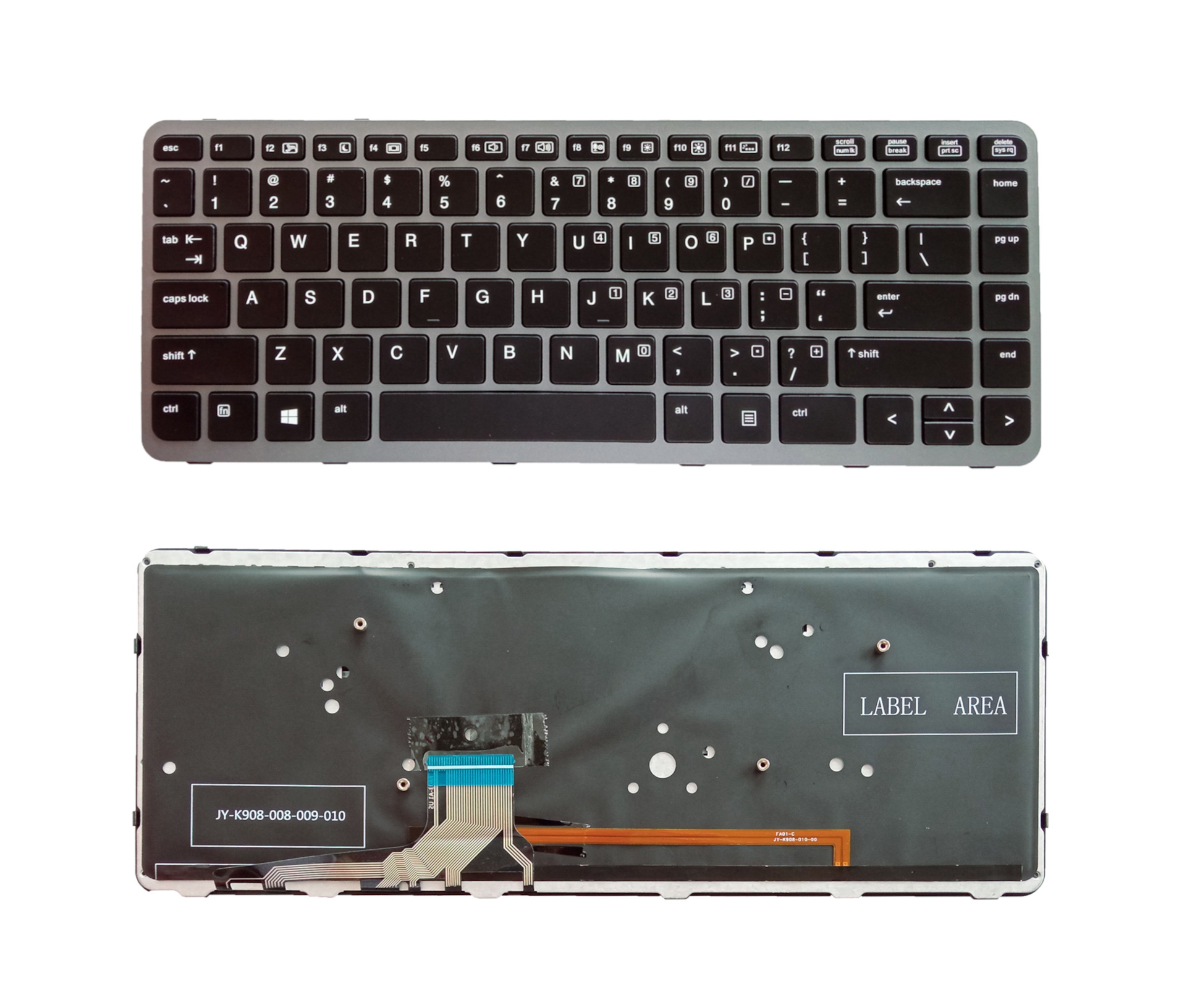 Tipkovnica za For HP Elitebook Folio 1040 G1, 1040 G2 - srebrn okvir, črne tipke