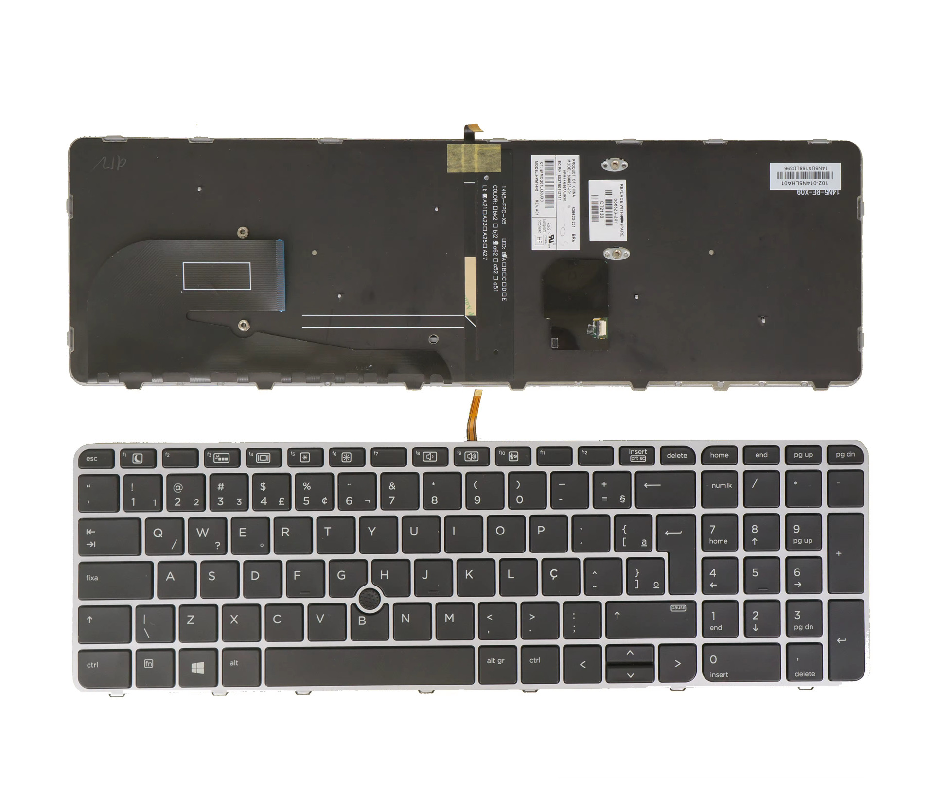 Tipkovnica za HP ZBook 15u G3 G4, EliteBook 755 850 G3 G4 – osvetljena, kazalna ročica