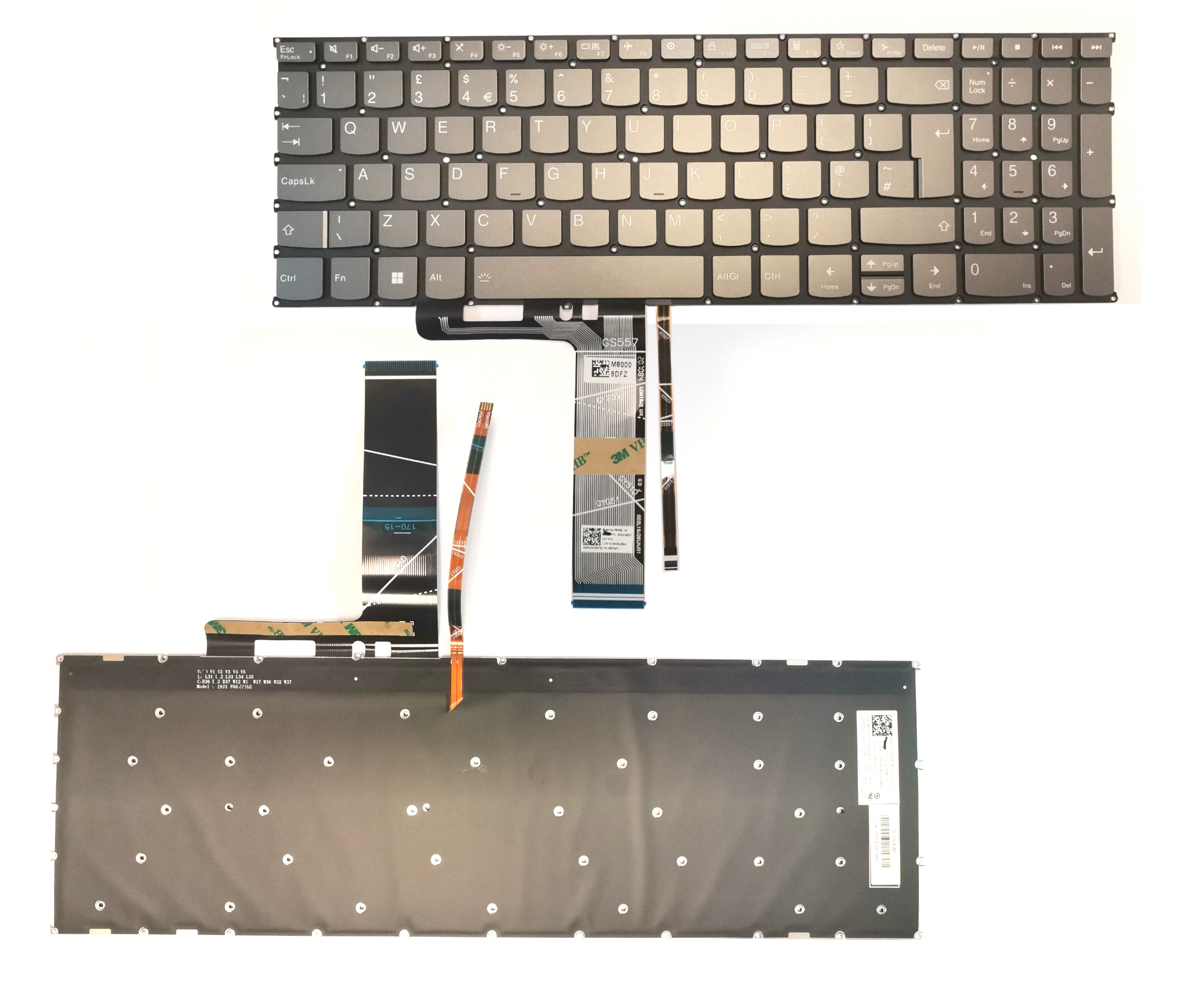 Tipkovnica za Lenovo IdeaPad Slim 3 15IAH8 – siva, UK, osvetljena