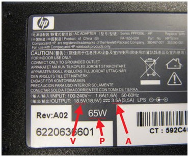 Specifikacije na napajalniku